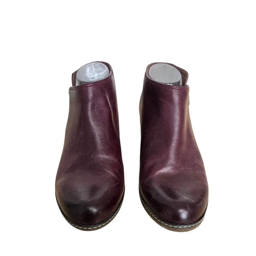 Dansko Plum Burgundy Leather Wedge Ankle Boots Side Zip EU 39 US‎ 8.5-9
